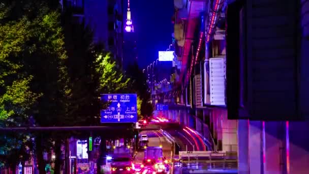Μια νύχτα timelapse του δρόμου της πόλης στο Τόκιο — Αρχείο Βίντεο