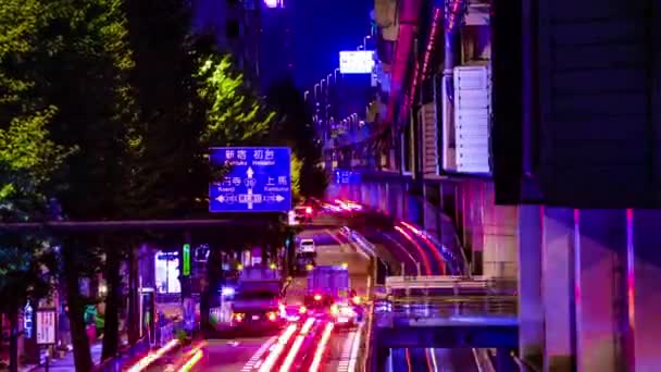 Μια νύχτα timelapse του δρόμου της πόλης στο Τόκιο μακρινό σουτ zoom — Αρχείο Βίντεο