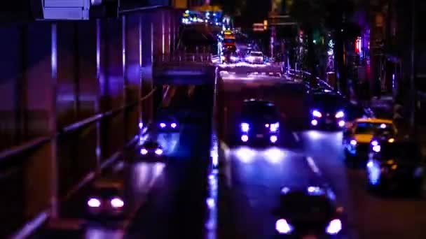 Un timelapse notturno della strada cittadina in miniatura a Tokyo tiltshift tilting — Video Stock