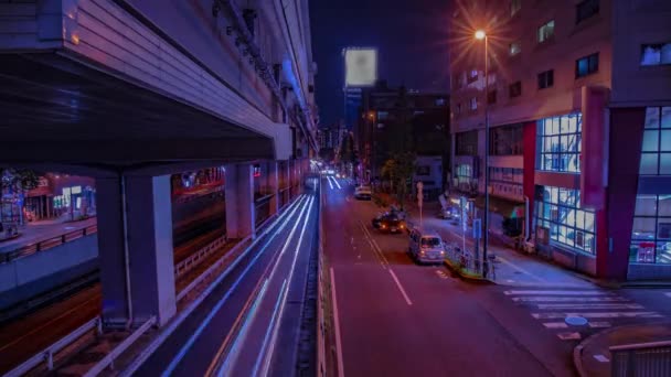 Un timelapse noche de la calle de la ciudad en Tokio tiro ancho — Vídeos de Stock