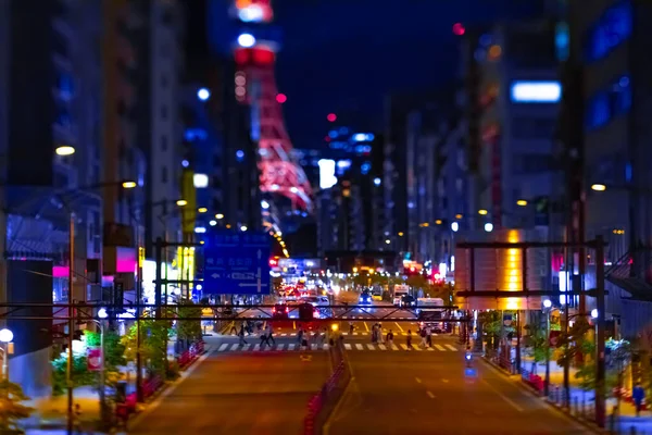 Tokyo Kulesi yakınlarındaki minyatür bir şehir caddesi. — Stok fotoğraf