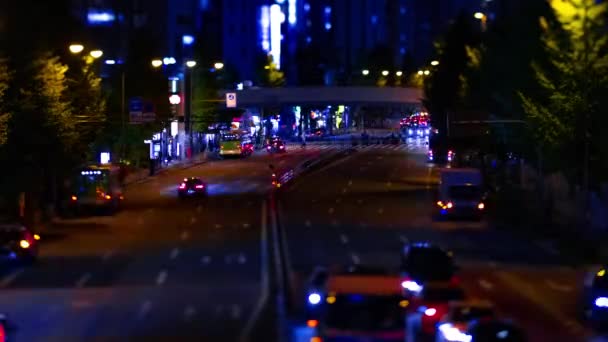 Ein nächtlicher Zeitraffer der urbanen Miniaturstraße in Tokio — Stockvideo
