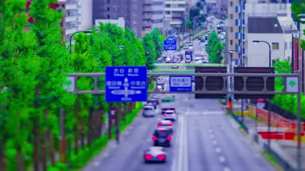 Timelapse miniaturowego miejskiego krajobrazu na miejskiej ulicy w Tokio tiltshift panning — Wideo stockowe
