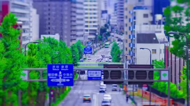 Včas miniaturní městská krajina na městské ulici v Tokiu tiltshift zoom — Stock video