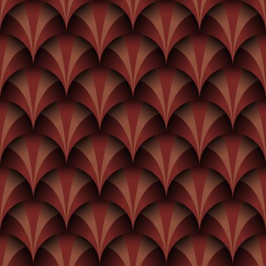 Kırmızı ve Turuncu Geometrik Retro Dikişsiz Desen Vektör İllüstrasyon