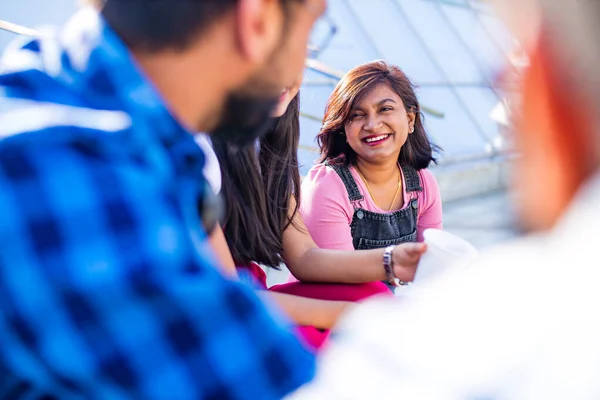 Indian ethnicity friendship togetherness in park on sunny day — Stock Photo, Image