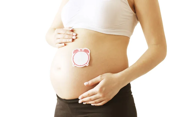Primer Plano Mujer Embarazada Con Sujetador Maternidad Sin Costuras Apoyo — Foto de Stock