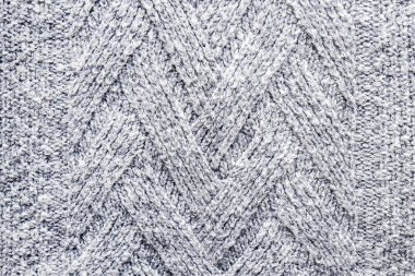 Sorunsuz yün örgü modeli sonbaharın atış kadar yakın kırpılmış / kış sezon kazak, şık hipster Triko giyim açıkça görünür lif dokusuna sıcak. Arka plan, kopya alanı, üstten görünüm.