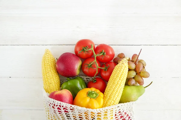 Mazzo Frutta Verdura Verdura Biologica Mista Pannocchia Mais Pomodoro Pepe — Foto Stock