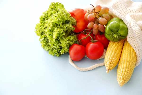 Bando Frutas Orgânicas Mistas Legumes Verduras Espiga Milho Tomate Pimenta — Fotografia de Stock