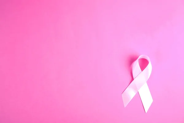 Faixa Colorida Rosa Símbolo Internacional Consciência Câncer Mama Suporte Moral — Fotografia de Stock