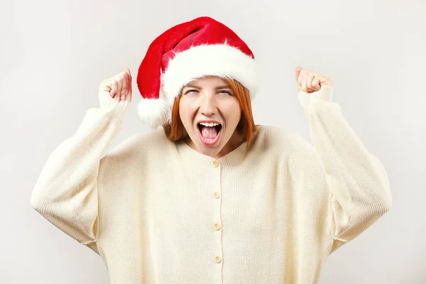 Gros Plan Portrait Belle Jeune Femme Rousse Portant Chapeau Père — Photo