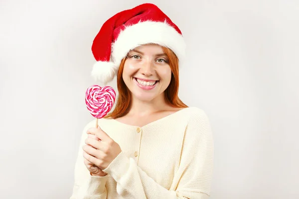 Gros Plan Portrait Belle Jeune Femme Rousse Portant Chapeau Père — Photo