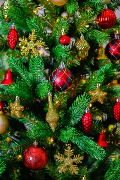 Close Shot Decorated Christmas Tree Lot Decor Items Branches Fir Royalty Free Stock Photos