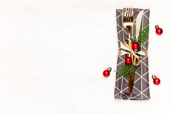 Christmas Table Setting Conceptual Design Fork Knife Festive Attributes New Stock Picture