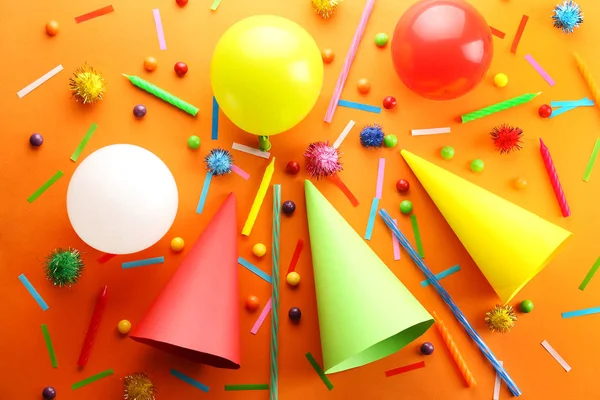 Birthday party kit with copy space. — Stock Photo, Image