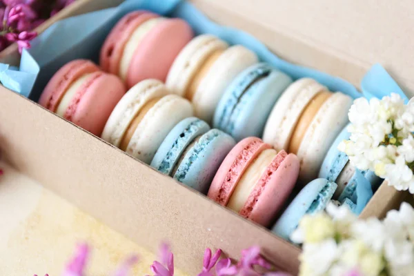 Beautiful composition with colorful macaroon cookies. — Stock Photo, Image