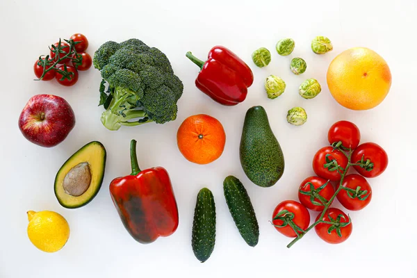 Concepto Hábitos Alimenticios Saludables Limpios Mezcla Frutas Verduras Verduras Jugosos —  Fotos de Stock
