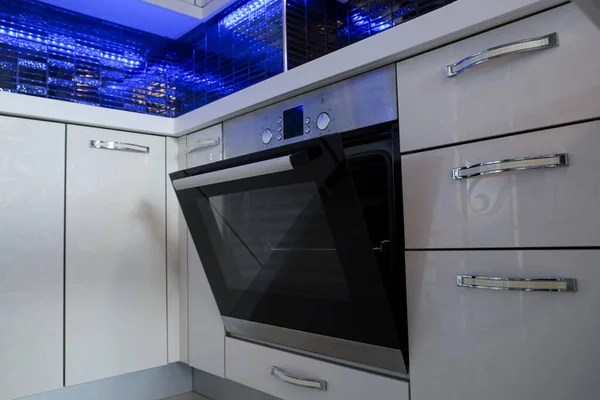 Kompor Induksi Hitam Modern Energi Efisien Listrik Built Oven Dapur — Stok Foto