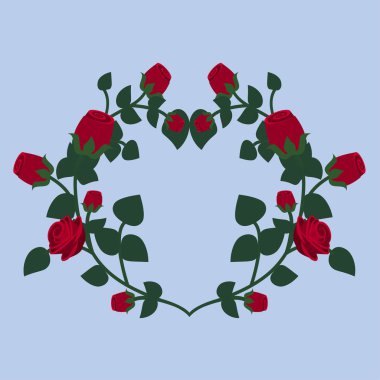 Bir kalp şeklinde dekorasyon dekoratif unsur kırmızı güller toplanan.