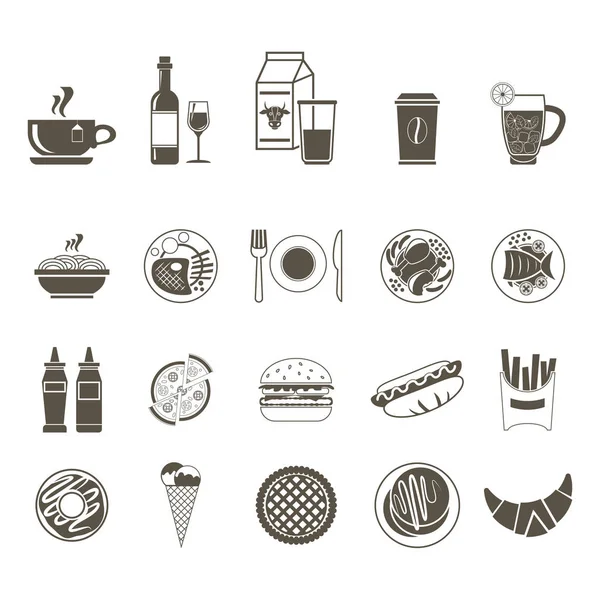 Un gran conjunto de iconos de diferentes alimentos y bebidas . — Vector de stock