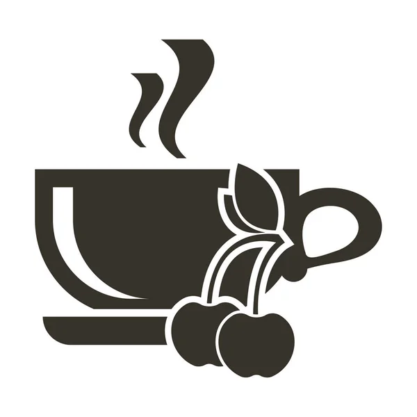 Icon Cup Hot Tea Cherry Flavor Logo Flat Style White — Stock Vector