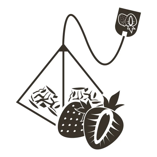 Symbol Teebeutel Pyramide mit Erdbeergeschmack. Logo im flachen Stil — Stockvektor