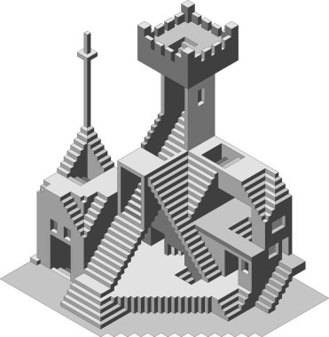 Soyut karışıklık Watchtower bina vektör