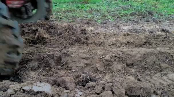 フィールドにトラクターで土壌を育成 — ストック動画