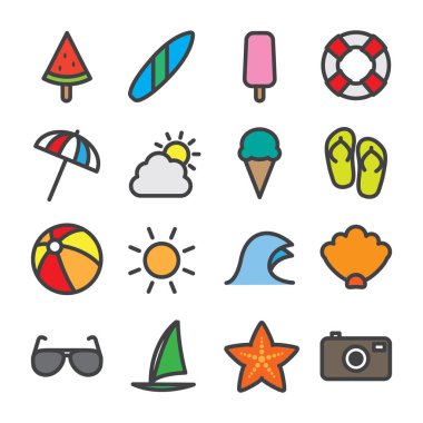 Yaz Icon Set - düz anahat