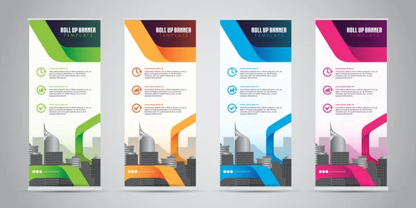 Business Roll Banner Ständer Design Mit Verschiedenen Farbvorlagen Vektorillustration — Stockvektor