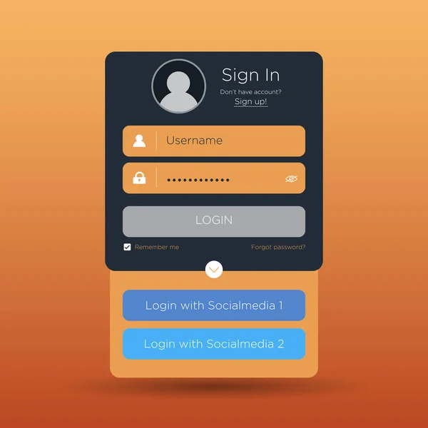 Flat Login User Interface Sign Web Element Template Window Business — Stock Vector