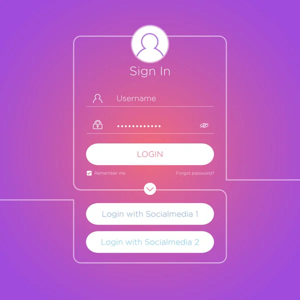 Interface Usuário Login Plano Inicie Sessão Janela Modelo Elemento Web — Vetor de Stock