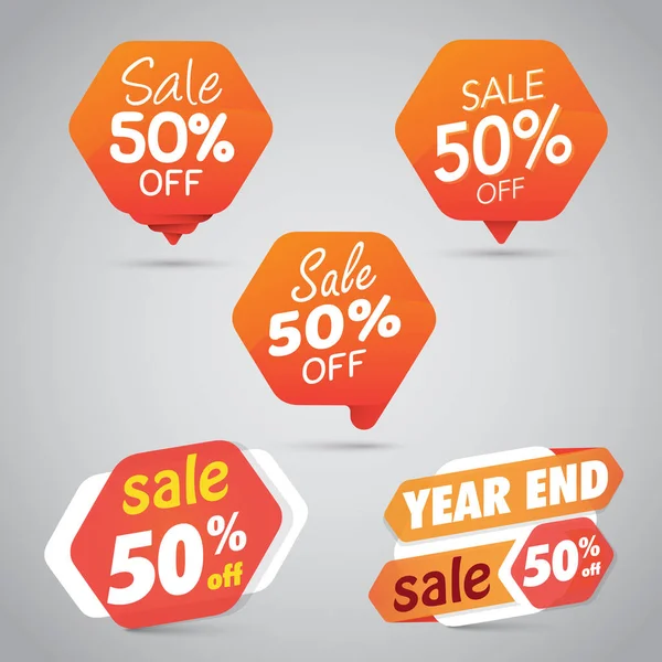 Set of Orange Sale 50% Signs — Stock Vector