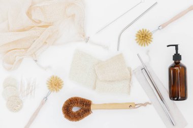 sıfır atık ev. sürdürülebilir yaşam tarzı kavramı. plastik ücretsiz öğeler. yeniden, azaltmak