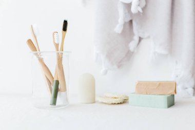 sürdürülebilir yaşam tarzı kavramı. Plastik ücretsiz güzellik gerekli. yeniden, azaltmak, çevre dostu ev