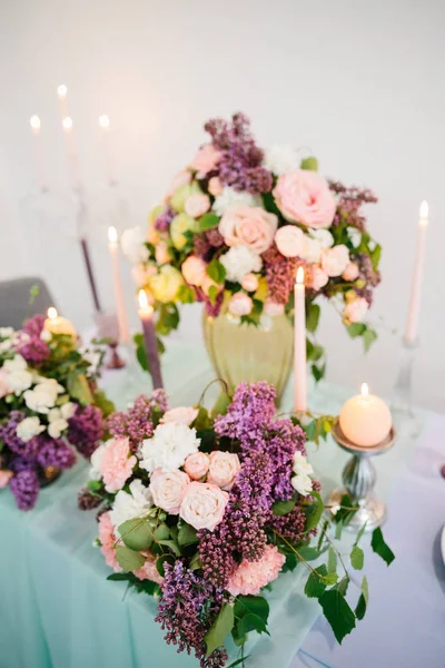 Wedding romantic dinner table settings.