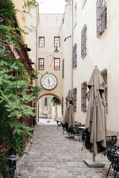 Arquitetura Antiga Torre Edifício Medieval Cidade Rua Lviv Ucrânia Europa — Fotografia de Stock