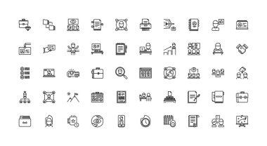 Beyaz arka plan iş anahat simgeleri