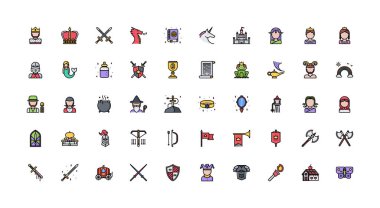 Beyaz arka plan üzerinde renkli peri simgeleri