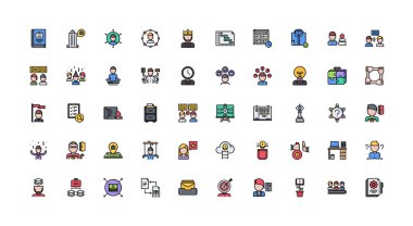 Beyaz arka plan üzerinde renkli office simgeleri