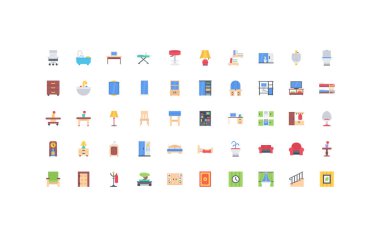 Beyaz arka plan rengi mobilya simgeleri