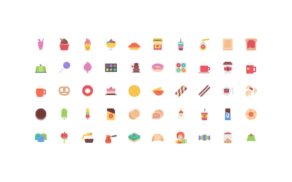 Color cafe icons on white background