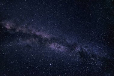 Karanlık bir gece gökyüzünde Samanyolu yıldızları