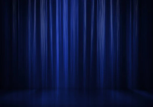 Beautiful Blue Curtain Dark Background Studio Template Blue Curtain Dark — Stock Photo, Image