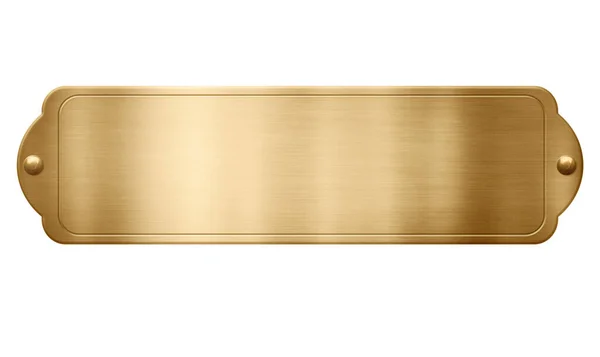 Placa Metal Dourado Com Espaço Para Seu Texto Isolado Fundo — Fotografia de Stock