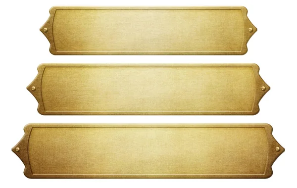 Gold Metal Plates Texture Collection Isolated White Background Illustration — Stock Photo, Image