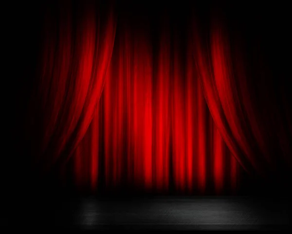 Cortina Teatro Vermelho Com Iluminação Suave Ilustração Imagem De Stock