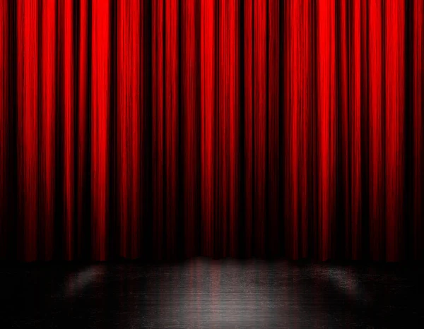 Beautiful Red Silk Curtains Dark Background Decoration Design Ideas Illustration — Stock Photo, Image