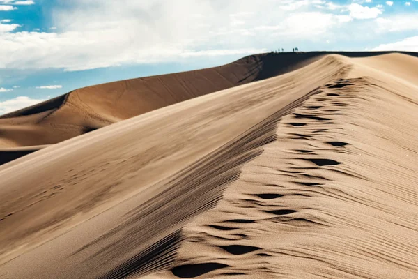 Trail Footprints Climbs Upward Great Sand Dunes National Park Colorado — Stock Photo, Image